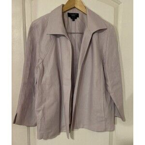 Talbots Womens Jacket Lavender Linen Open Front Cuff Sleeves Pockets Size 1X